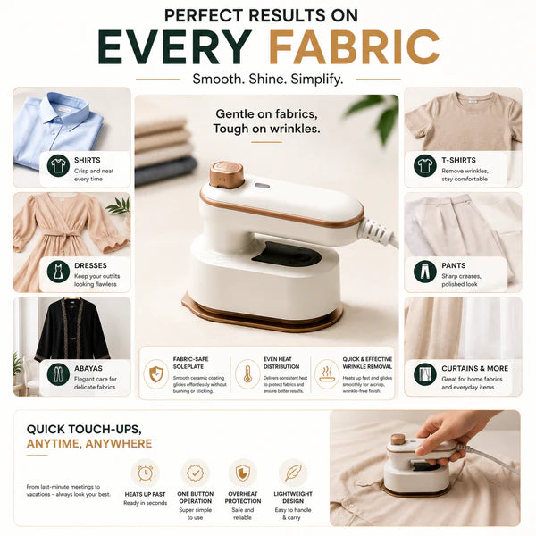 Foldable Electric Iron – Portable Travel Steam Iron for Quick & Efficient Wrinkle Removal